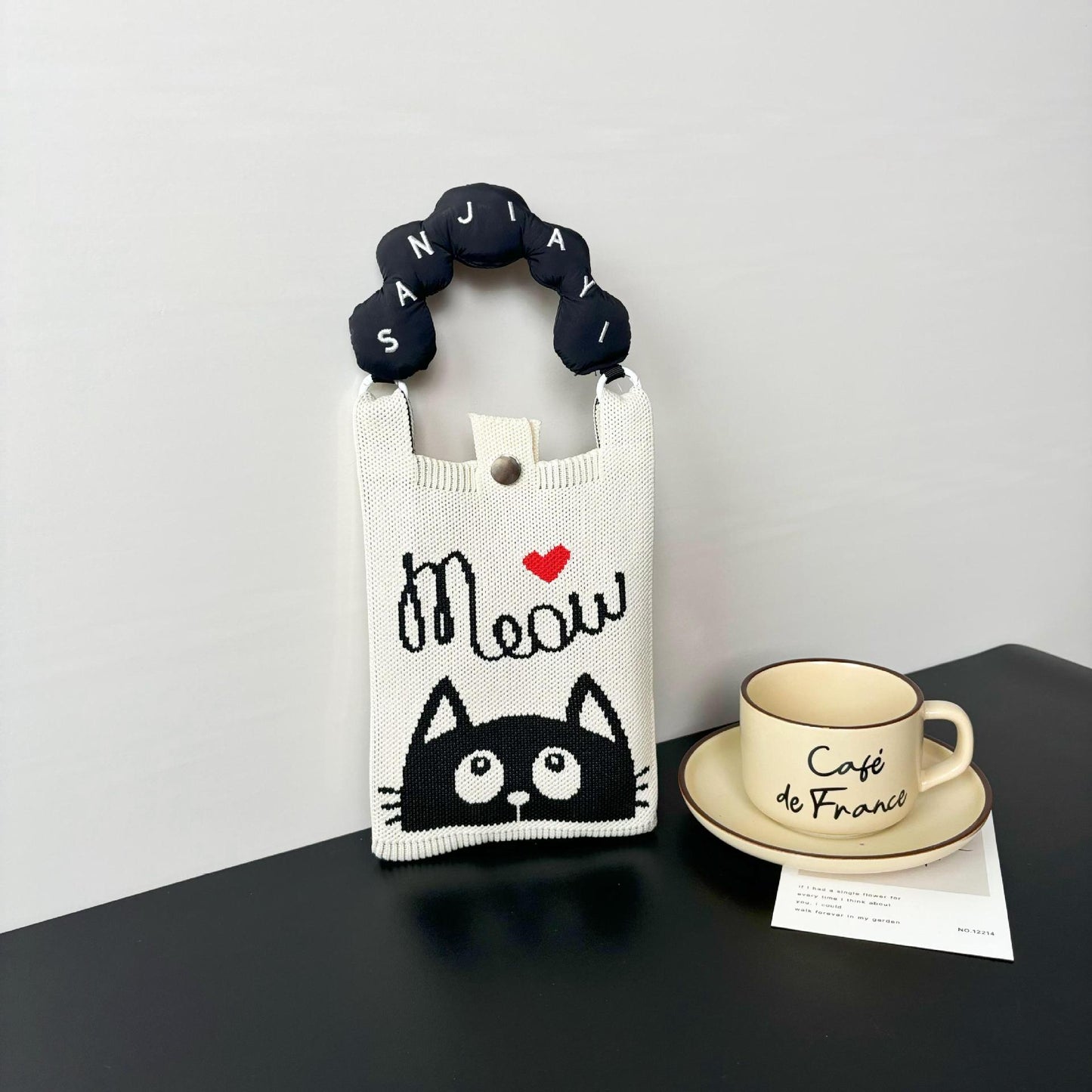 Advanced Sense Ins New Phone Bag Cute Cartoon Knitted Bag Niche Design Trendy Shoulder Crossbody Shoulder Bag
