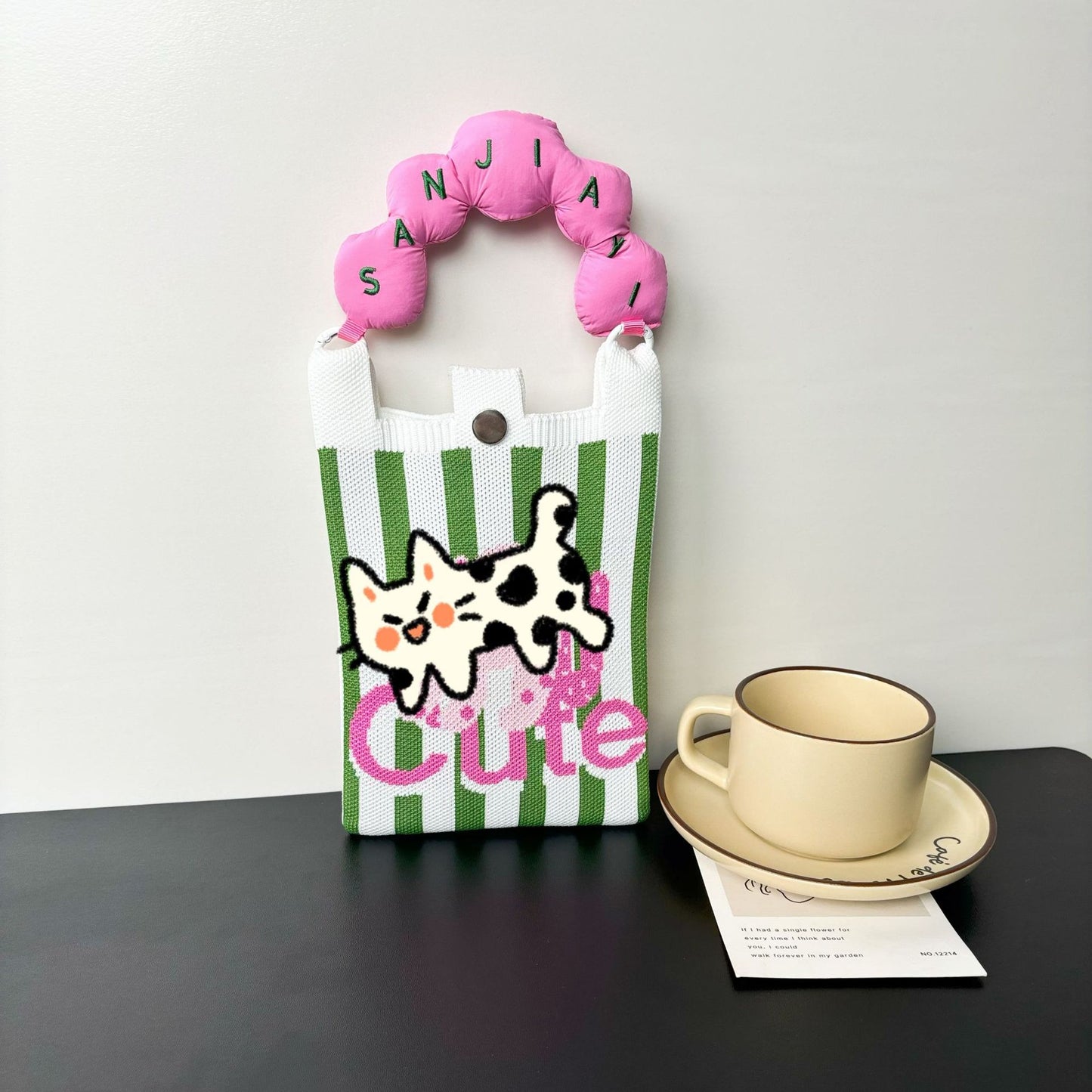 Advanced Sense Ins New Phone Bag Cute Cartoon Knitted Bag Niche Design Trendy Shoulder Crossbody Shoulder Bag