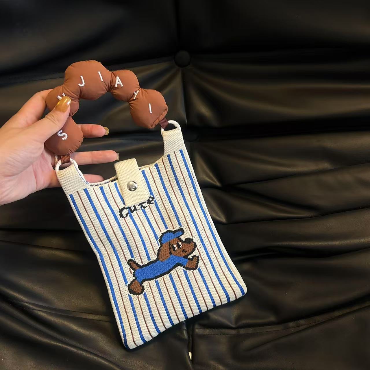 Cute Candy Color Phone Bag Korean Version Mini Knitted Bag Design Handheld Multi-use Cartoon Versatile Storage Bag Wholesale