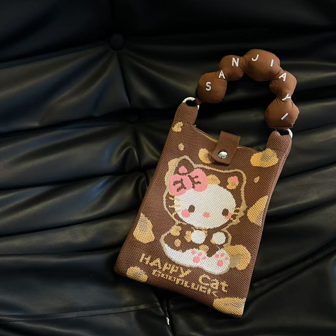 Cute Candy Color Phone Bag Korean Version Mini Knitted Bag Design Handheld Multi-use Cartoon Versatile Storage Bag Wholesale