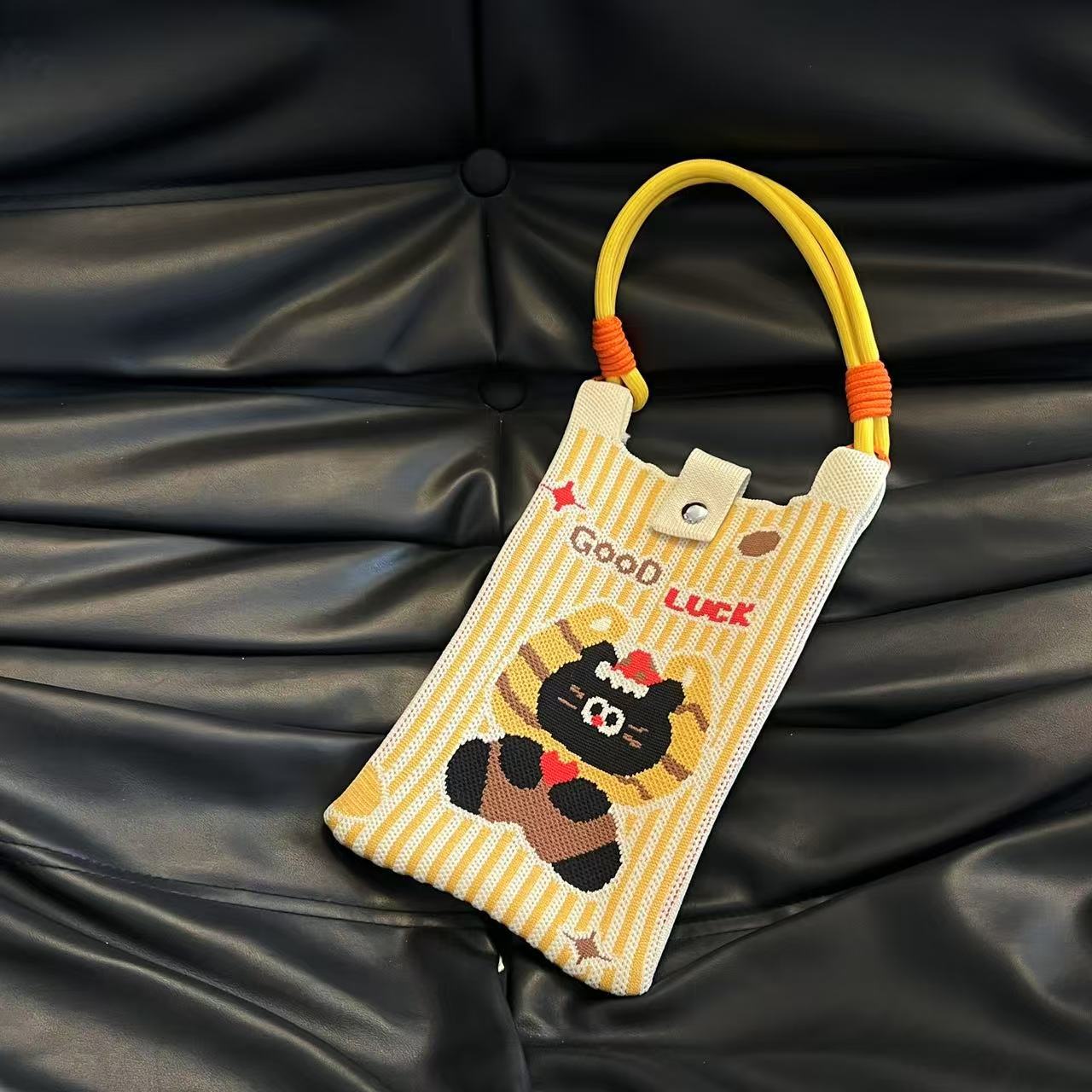 Cute Candy Color Phone Bag Korean Version Mini Knitted Bag Design Handheld Multi-use Cartoon Versatile Storage Bag Wholesale