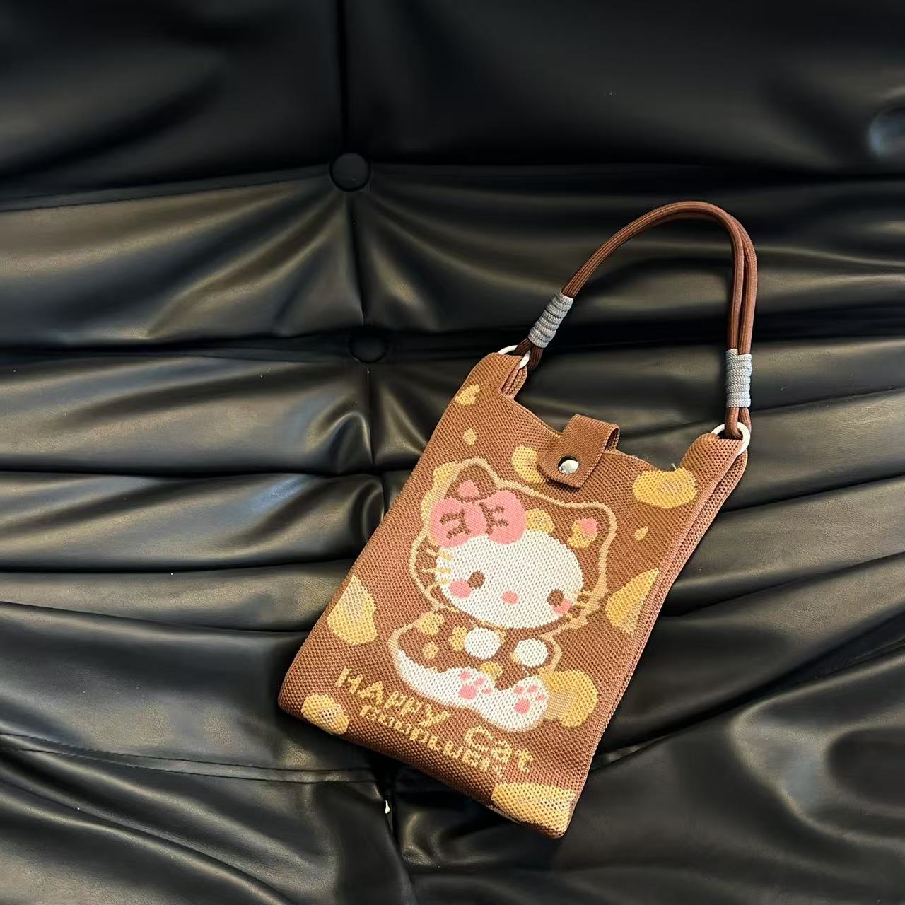 Cute Candy Color Phone Bag Korean Version Mini Knitted Bag Design Handheld Multi-use Cartoon Versatile Storage Bag Wholesale
