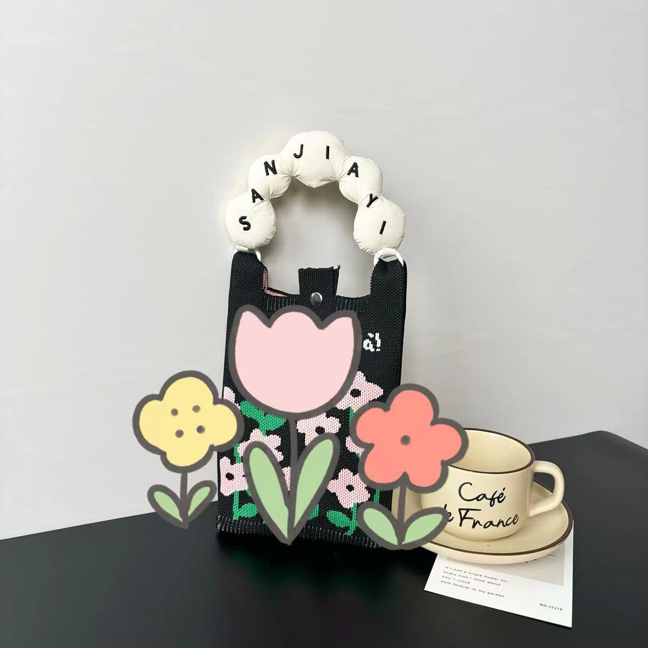 Advanced Sense Ins New Phone Bag Cute Cartoon Knitted Bag Niche Design Trendy Shoulder Crossbody Shoulder Bag