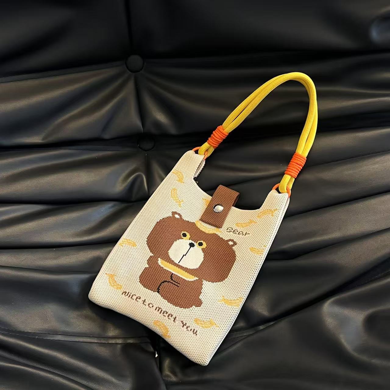 Cute Candy Color Phone Bag Korean Version Mini Knitted Bag Design Handheld Multi-use Cartoon Versatile Storage Bag Wholesale