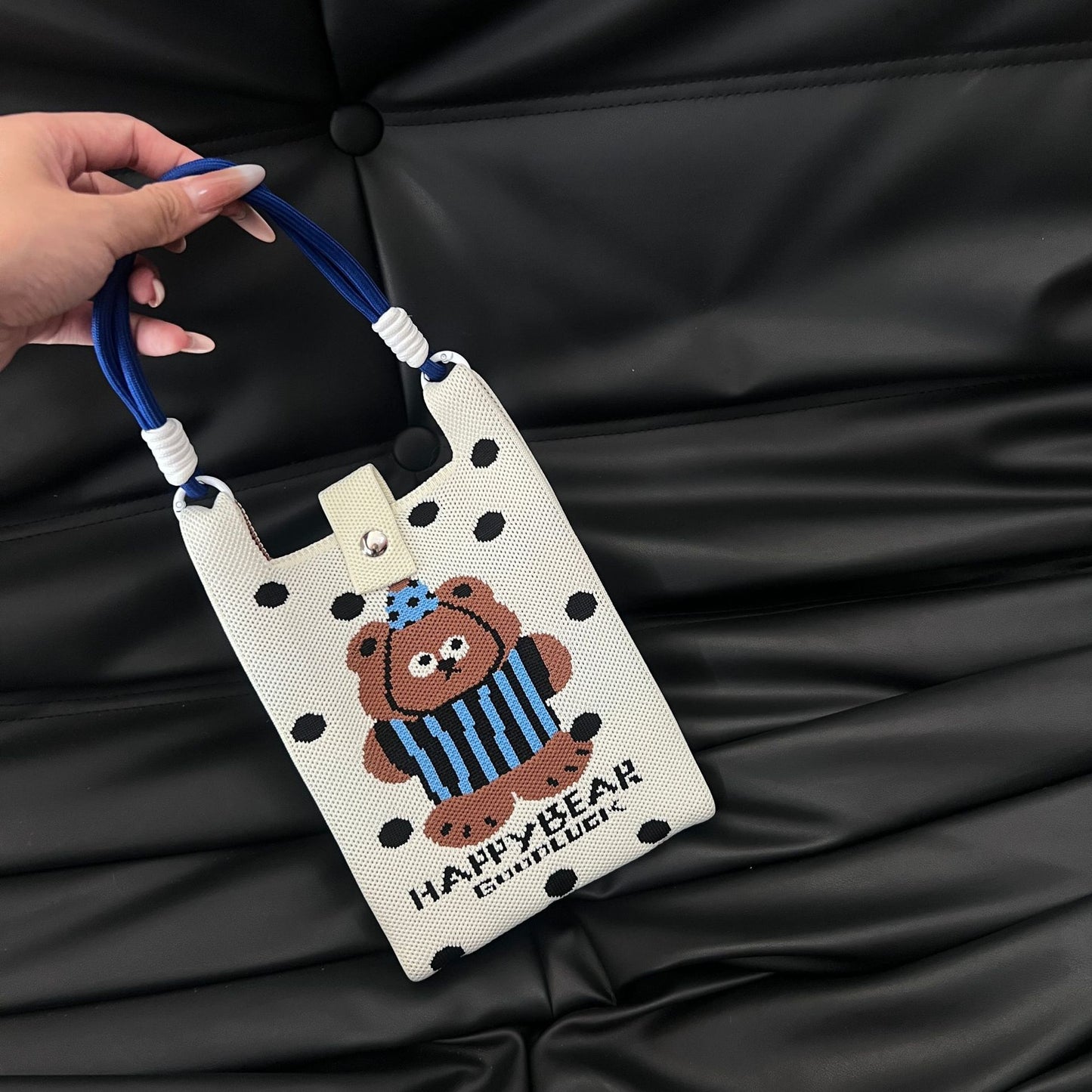 Cute Candy Color Phone Bag Korean Version Mini Knitted Bag Design Handheld Multi-use Cartoon Versatile Storage Bag Wholesale