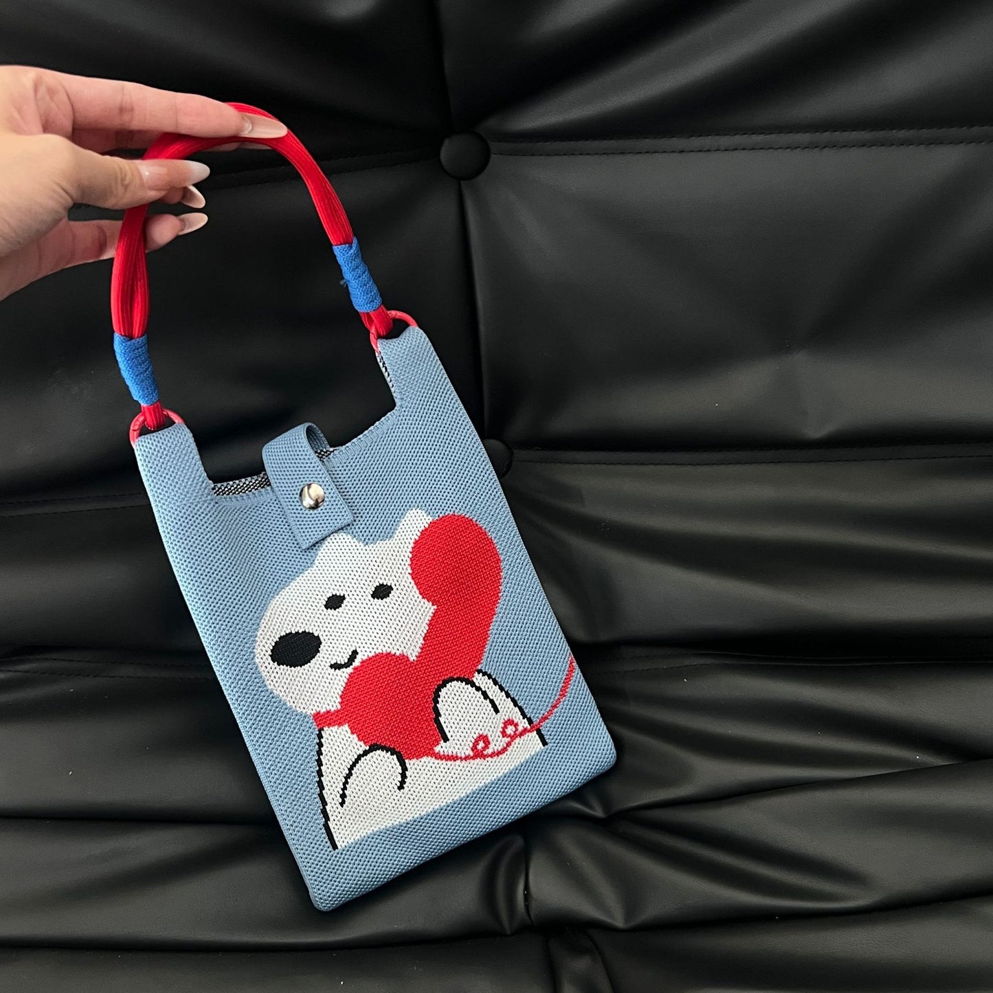 Cute Candy Color Phone Bag Korean Version Mini Knitted Bag Design Handheld Multi-use Cartoon Versatile Storage Bag Wholesale