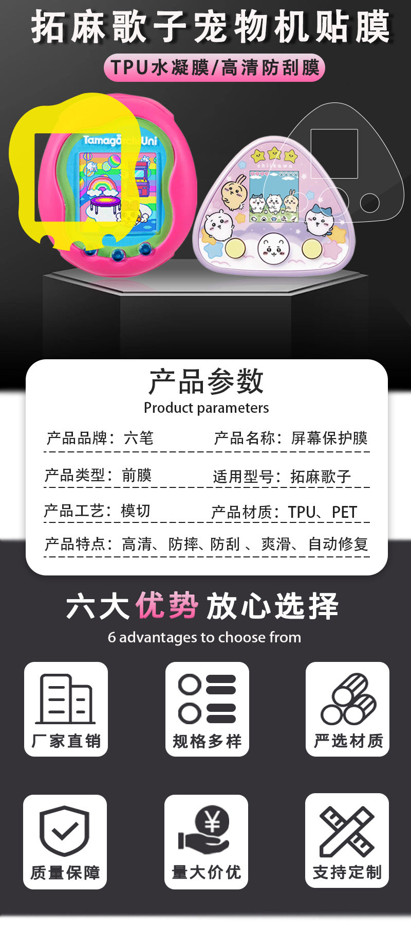 Compatible with Tamagotchi Uni Screen Protector chiikawa Jiikawa Electronic Pet Rice Ball Screen Protector