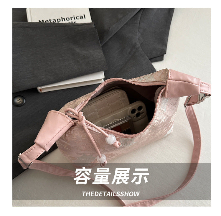 New Chinese Style Chinese Style Embroidery Bag for Women2025New Summer Commuting Crossbody Bag Niche Ancient Style Handheld Bucket Bag