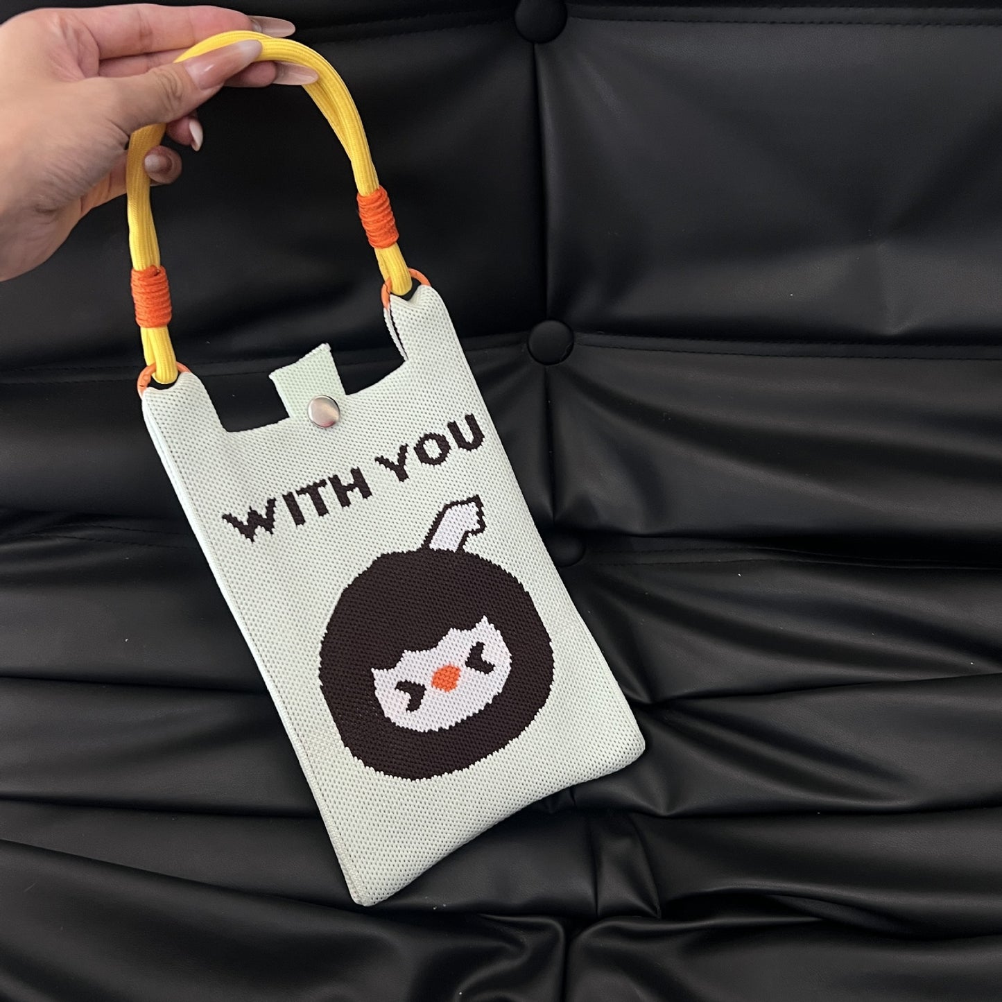 Cute Candy Color Phone Bag Korean Version Mini Knitted Bag Design Handheld Multi-use Cartoon Versatile Storage Bag Wholesale