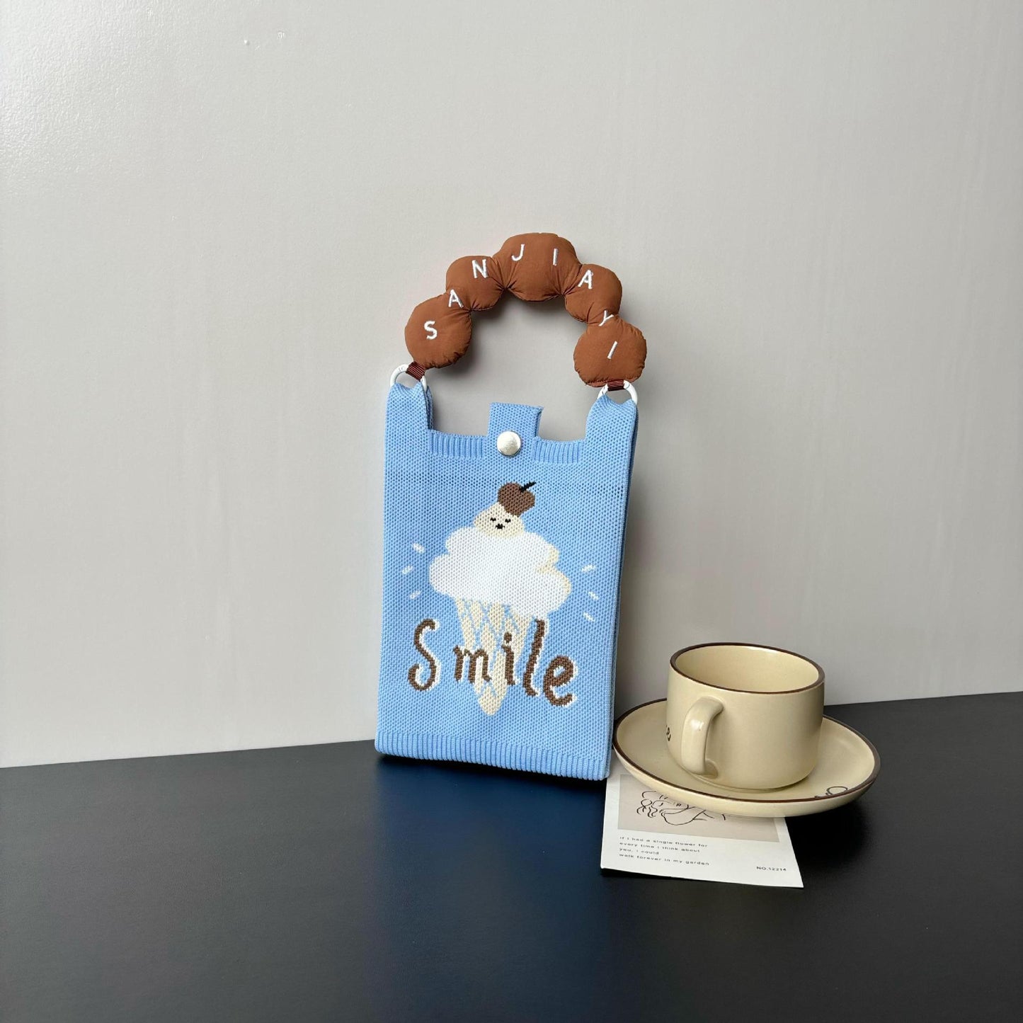 Advanced Sense Ins New Phone Bag Cute Cartoon Knitted Bag Niche Design Trendy Shoulder Crossbody Shoulder Bag