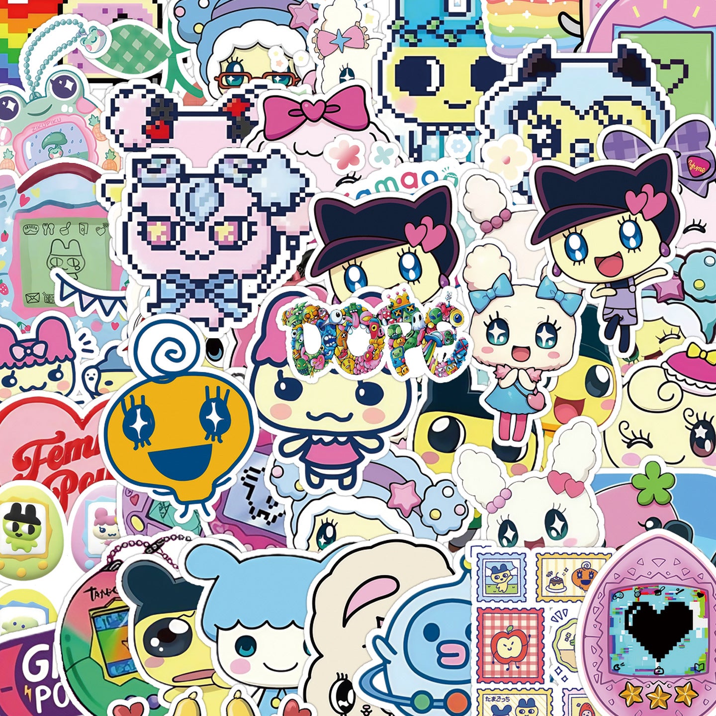 50 Tamagotchi Stickers Classic Game Console Cute Patterns Stickers for Luggage and Planner Decoration