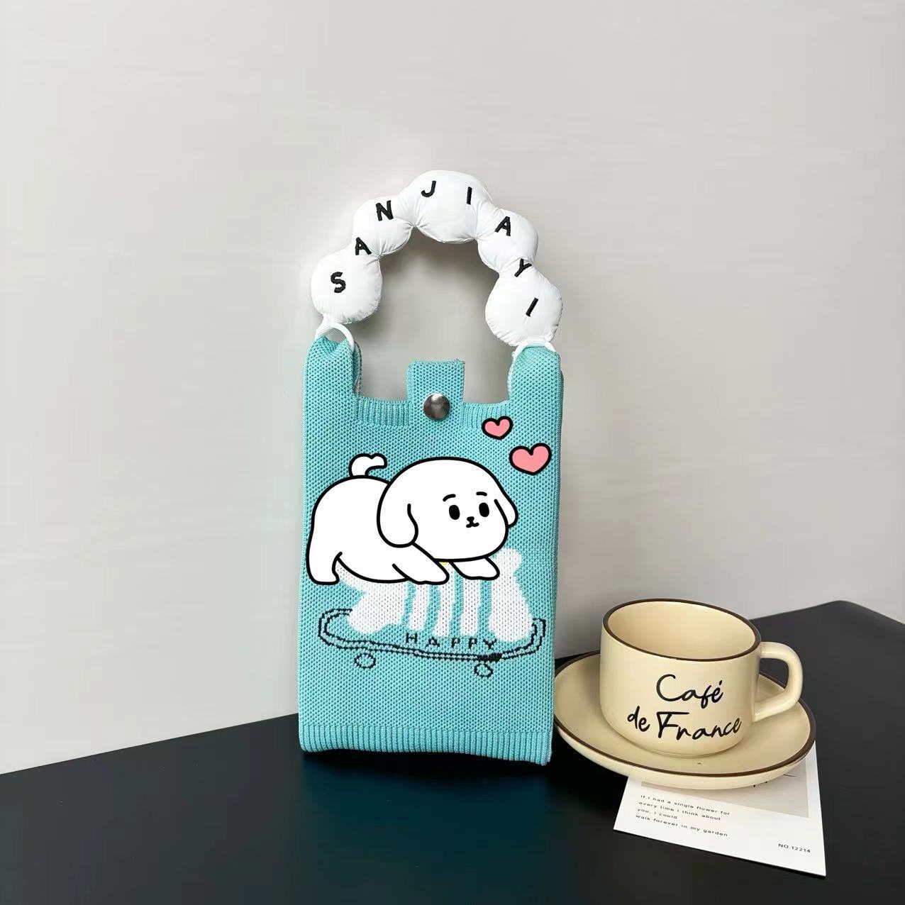 Advanced Sense Ins New Phone Bag Cute Cartoon Knitted Bag Niche Design Trendy Shoulder Crossbody Shoulder Bag