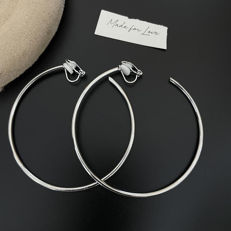 2025New Trendy Summer Silver Large Hoop Black Thin Hoop European and American Style Elegant Gold Versatile Earrings