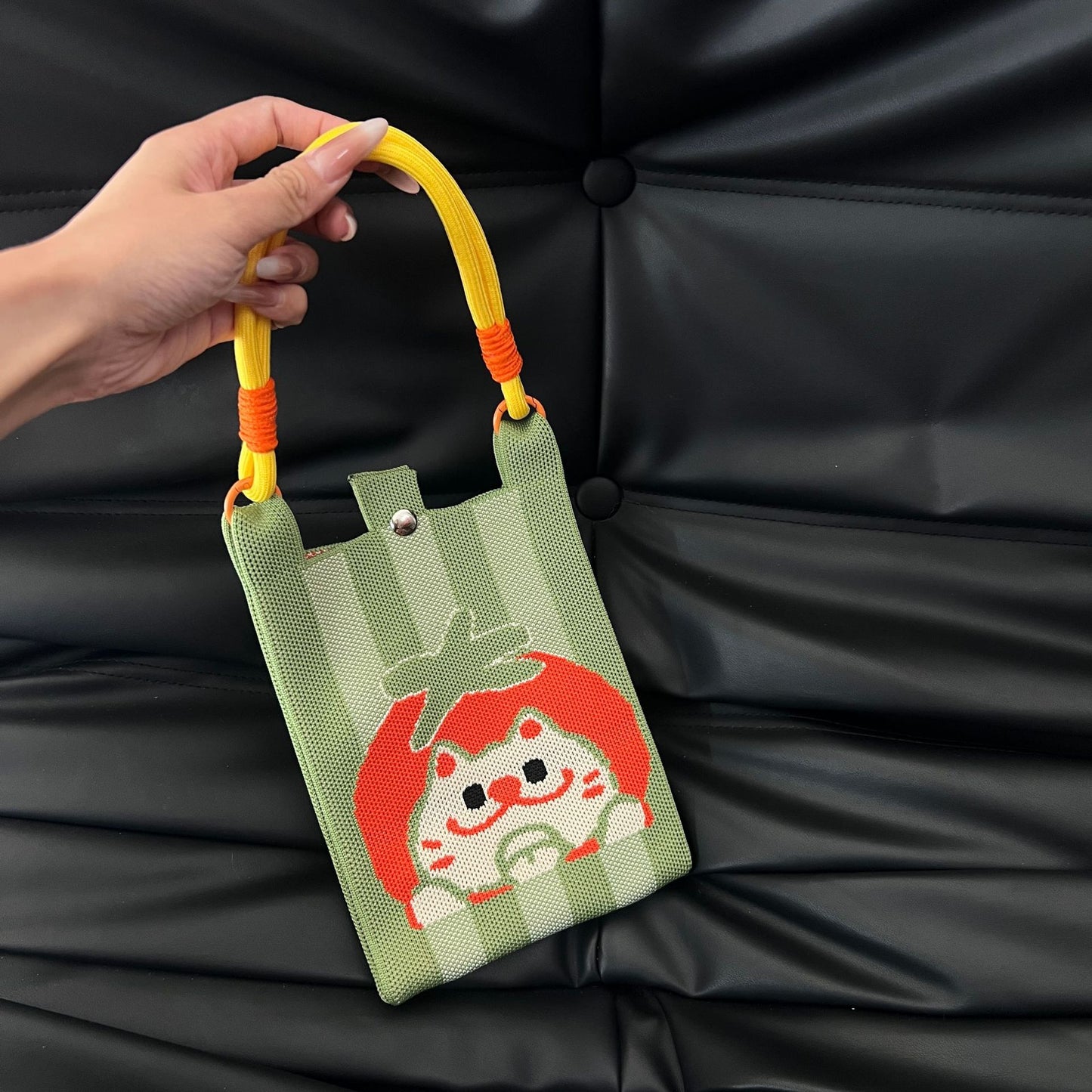 Cute Candy Color Phone Bag Korean Version Mini Knitted Bag Design Handheld Multi-use Cartoon Versatile Storage Bag Wholesale