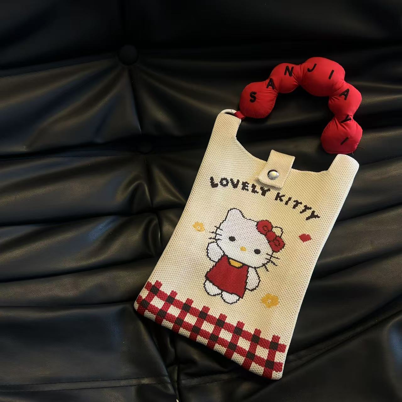 Cute Candy Color Phone Bag Korean Version Mini Knitted Bag Design Handheld Multi-use Cartoon Versatile Storage Bag Wholesale