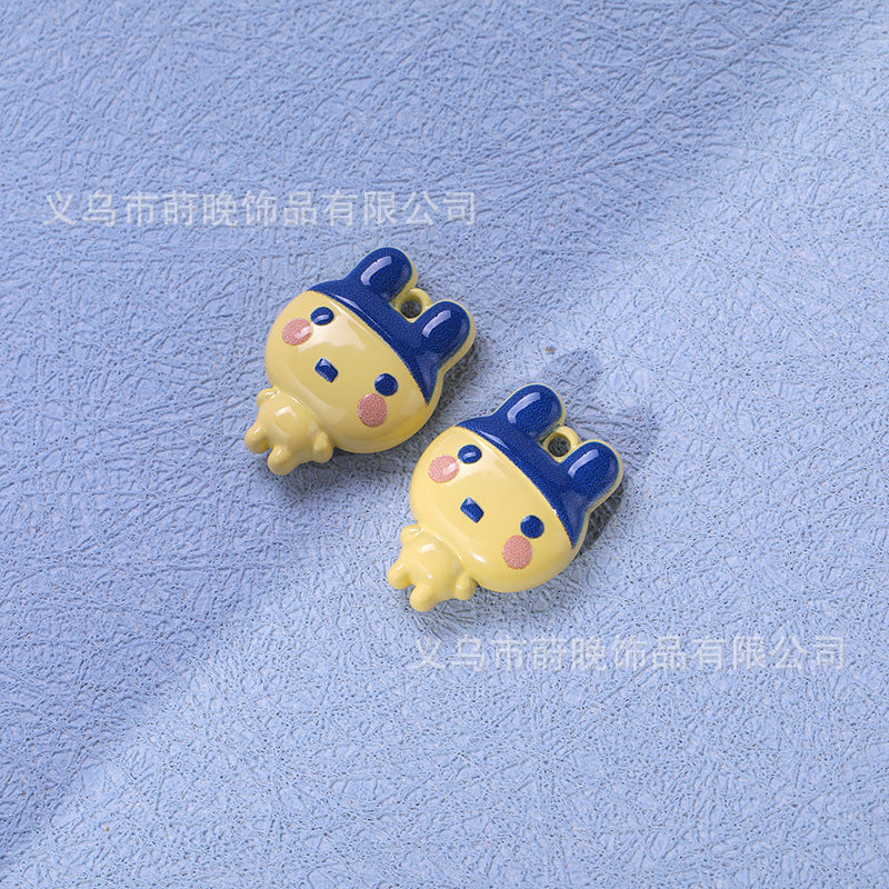 Zinc Alloy Painted Cute Cartoon Tamagotchi Pendant diy Mobile Phone Chain Keychain Bracelet Jewelry Accessories
