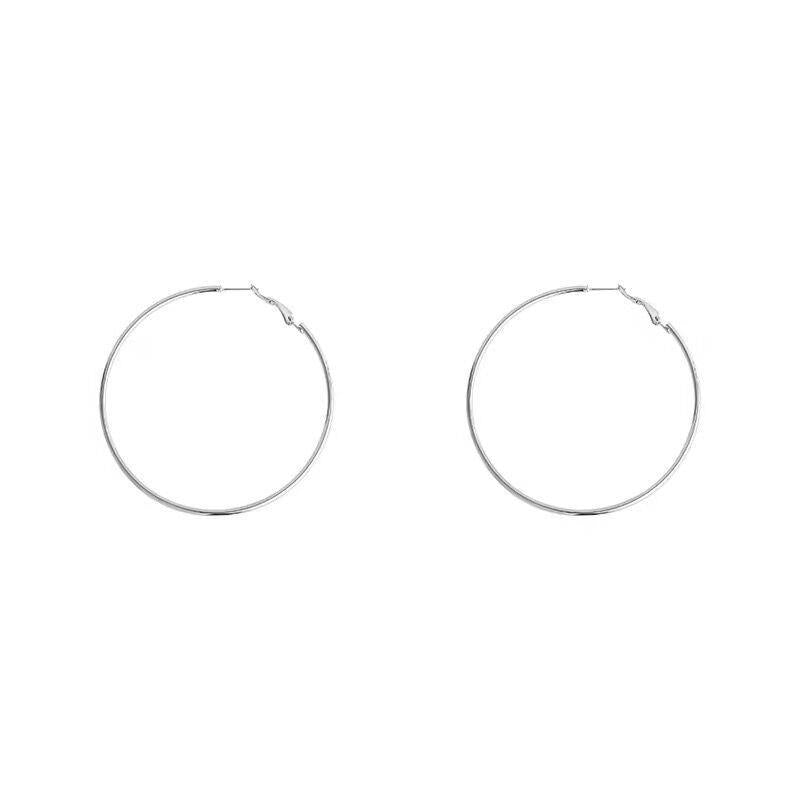 2025New Trendy Summer Silver Large Hoop Black Thin Hoop European and American Style Elegant Gold Versatile Earrings