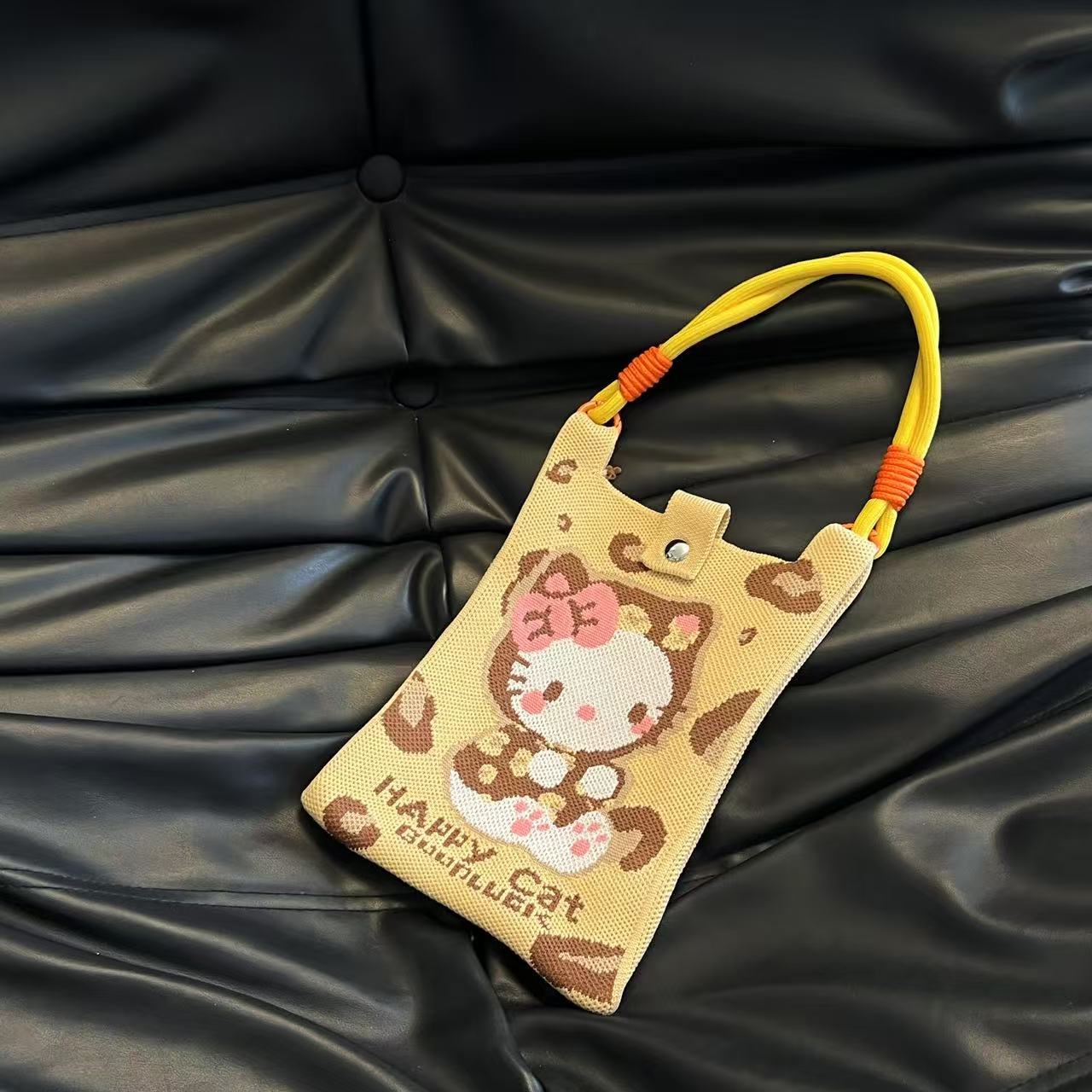 Cute Candy Color Phone Bag Korean Version Mini Knitted Bag Design Handheld Multi-use Cartoon Versatile Storage Bag Wholesale