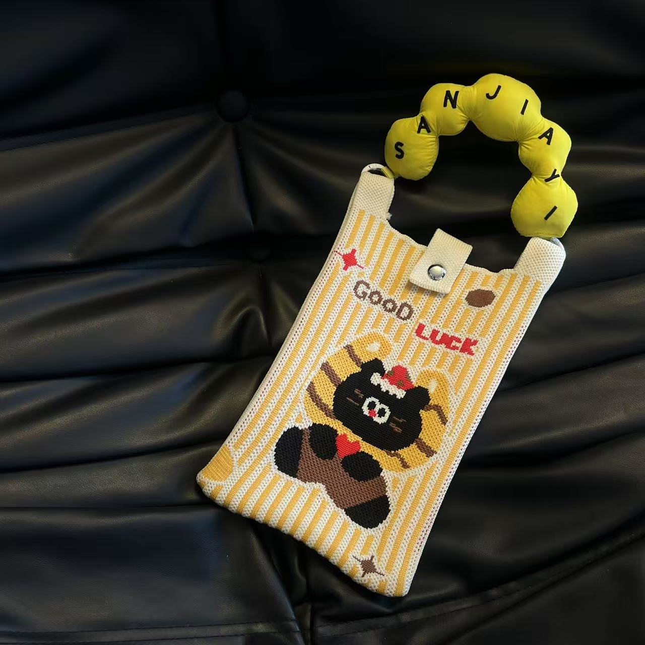 Cute Candy Color Phone Bag Korean Version Mini Knitted Bag Design Handheld Multi-use Cartoon Versatile Storage Bag Wholesale