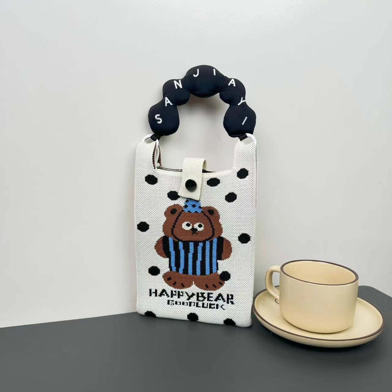 Advanced Sense Ins New Phone Bag Cute Cartoon Knitted Bag Niche Design Trendy Shoulder Crossbody Shoulder Bag