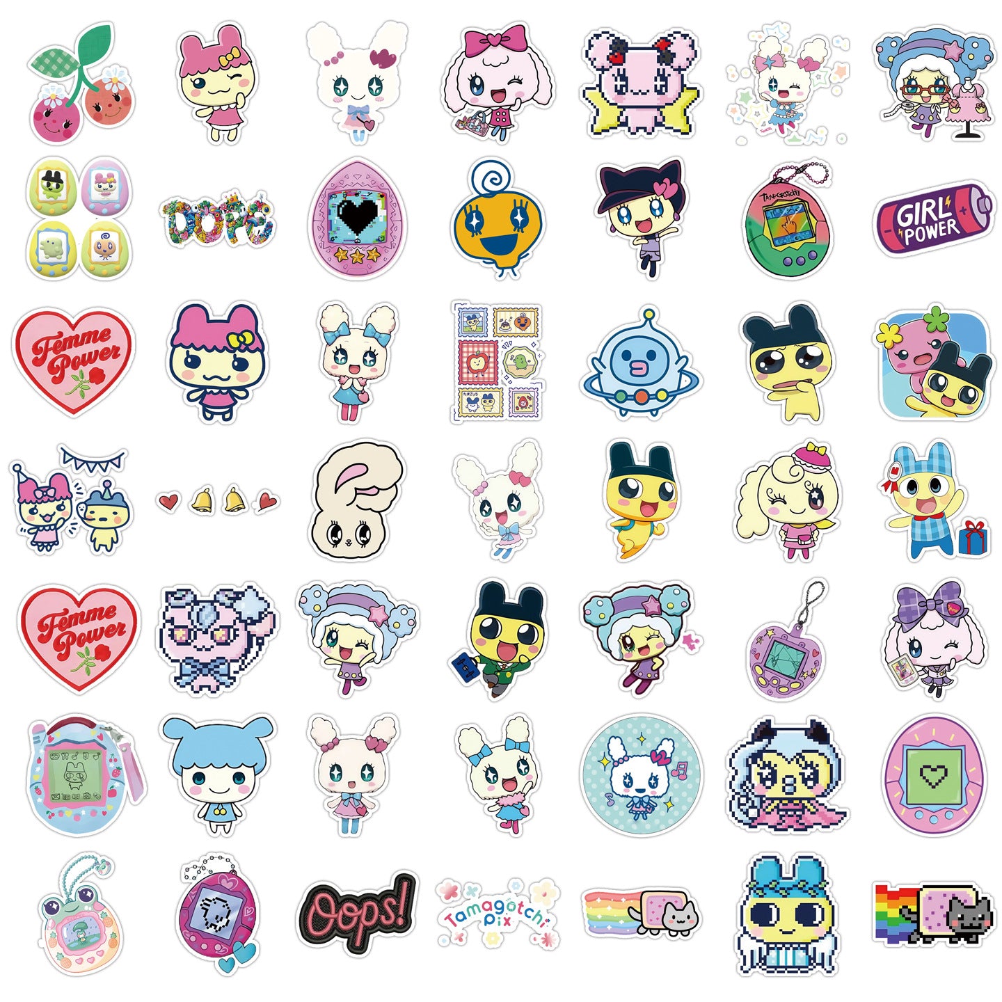 50 Tamagotchi Stickers Classic Game Console Cute Patterns Stickers for Luggage and Planner Decoration