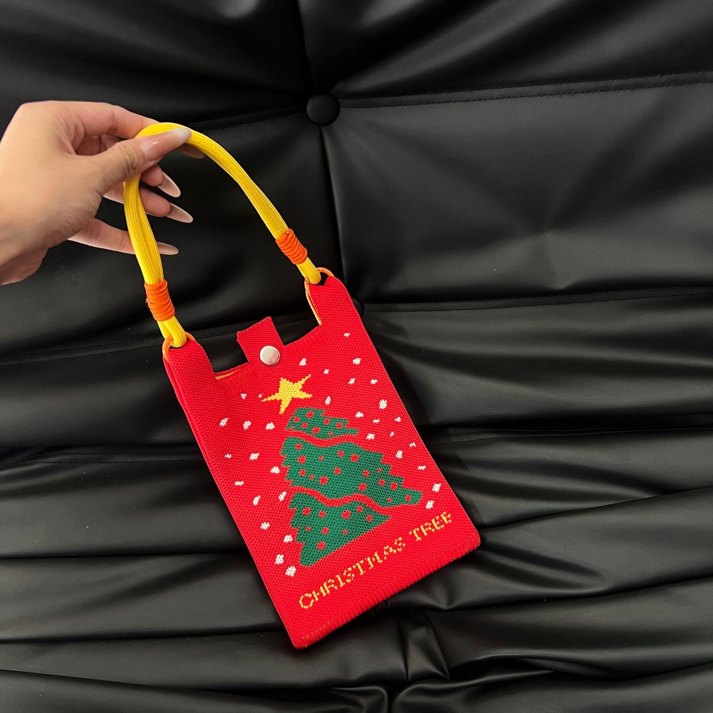 Cute Candy Color Phone Bag Korean Version Mini Knitted Bag Design Handheld Multi-use Cartoon Versatile Storage Bag Wholesale