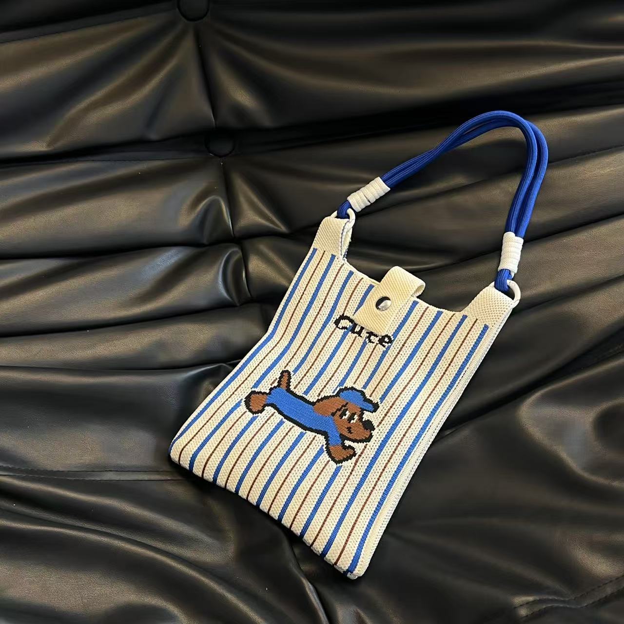 Cute Candy Color Phone Bag Korean Version Mini Knitted Bag Design Handheld Multi-use Cartoon Versatile Storage Bag Wholesale