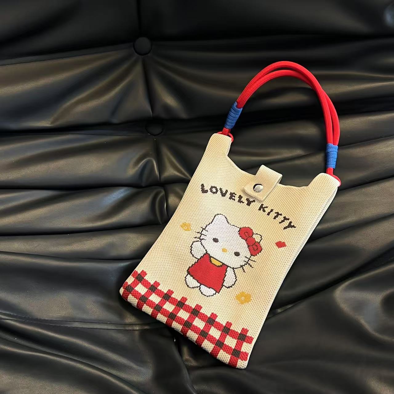 Cute Candy Color Phone Bag Korean Version Mini Knitted Bag Design Handheld Multi-use Cartoon Versatile Storage Bag Wholesale