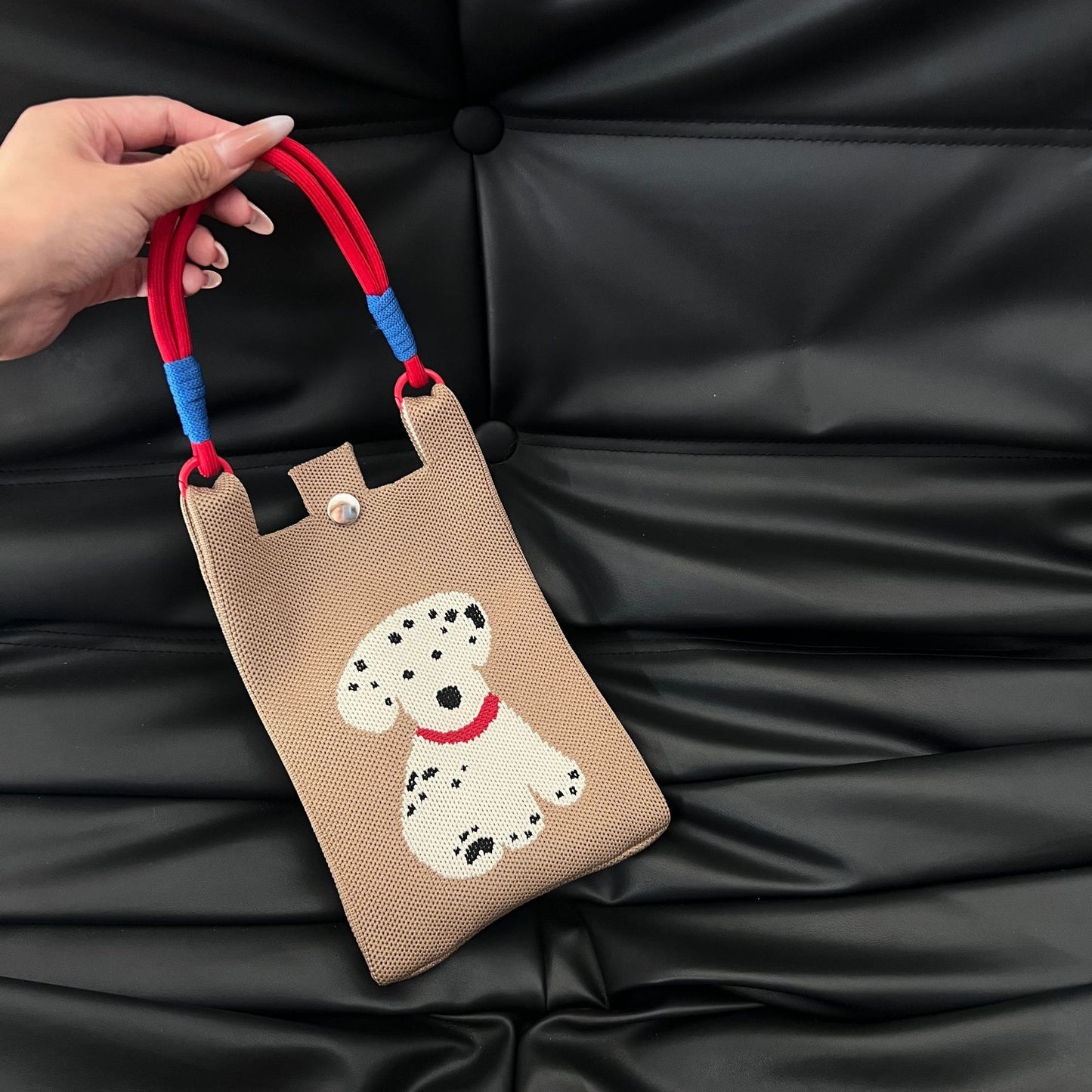 Cute Candy Color Phone Bag Korean Version Mini Knitted Bag Design Handheld Multi-use Cartoon Versatile Storage Bag Wholesale