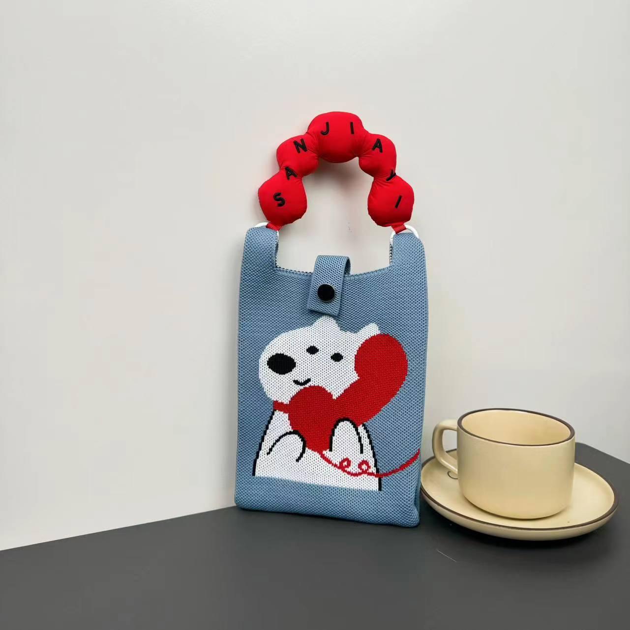 Advanced Sense Ins New Phone Bag Cute Cartoon Knitted Bag Niche Design Trendy Shoulder Crossbody Shoulder Bag
