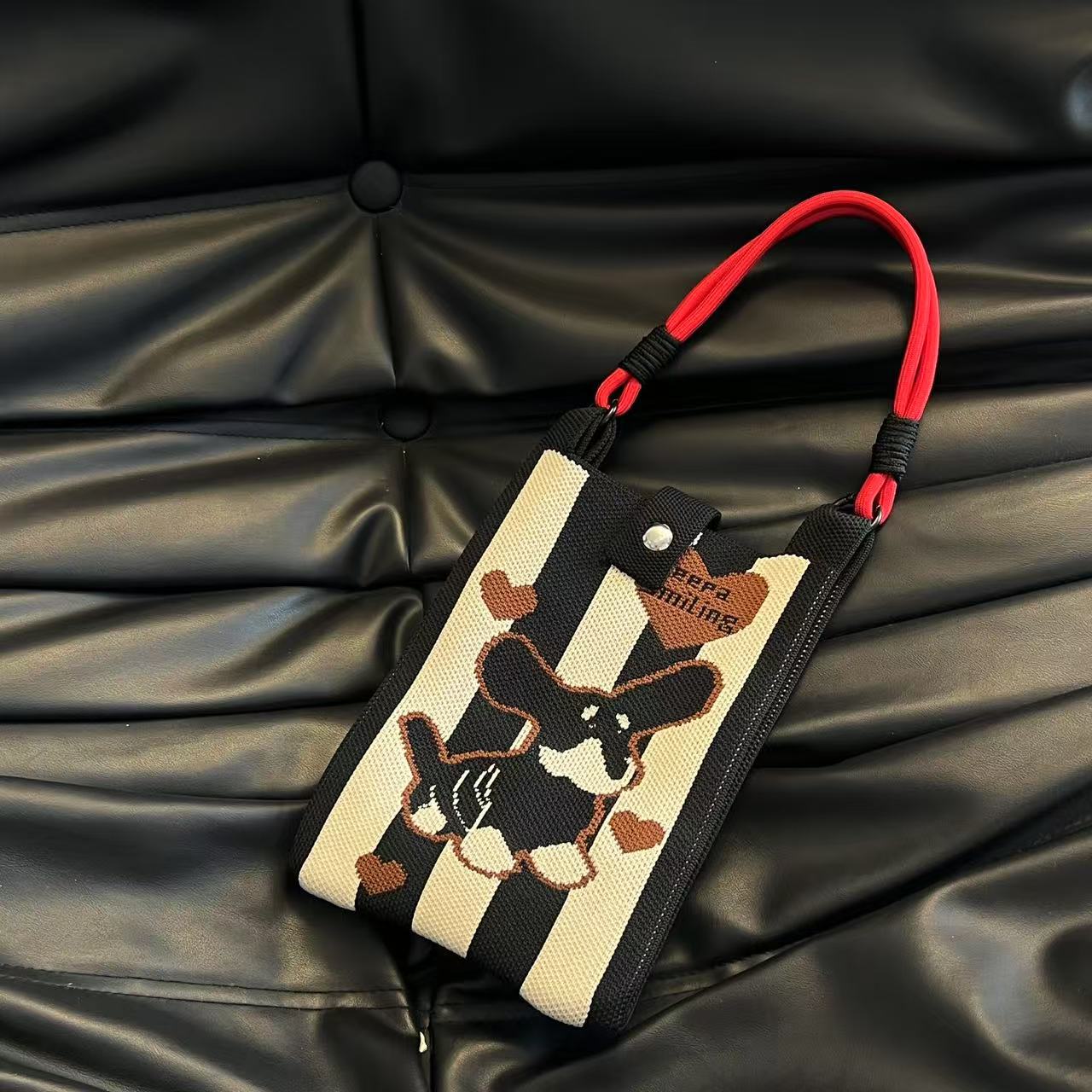 Cute Candy Color Phone Bag Korean Version Mini Knitted Bag Design Handheld Multi-use Cartoon Versatile Storage Bag Wholesale