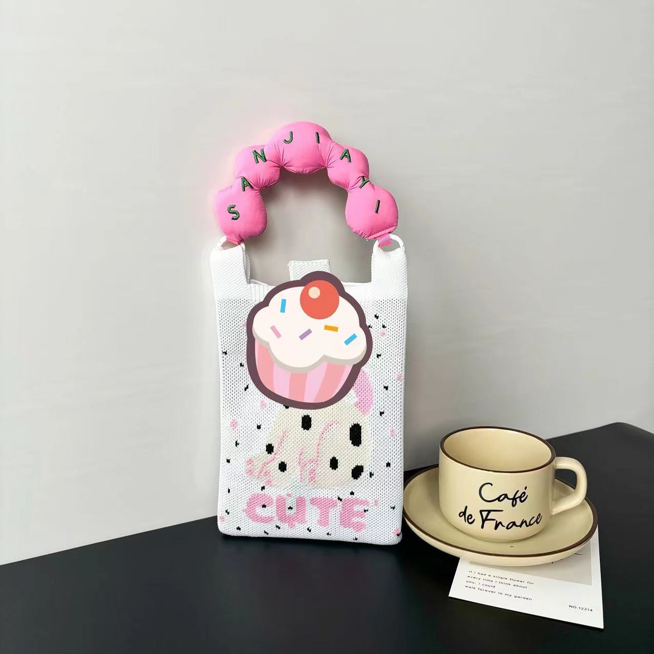 Advanced Sense Ins New Phone Bag Cute Cartoon Knitted Bag Niche Design Trendy Shoulder Crossbody Shoulder Bag