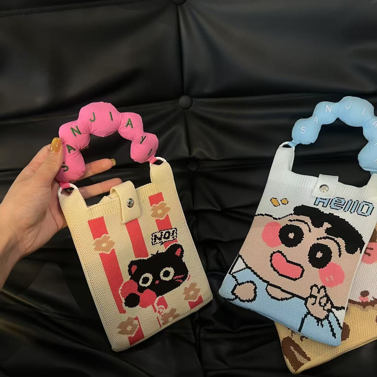 Cute Candy Color Phone Bag Korean Version Mini Knitted Bag Design Handheld Multi-use Cartoon Versatile Storage Bag Wholesale
