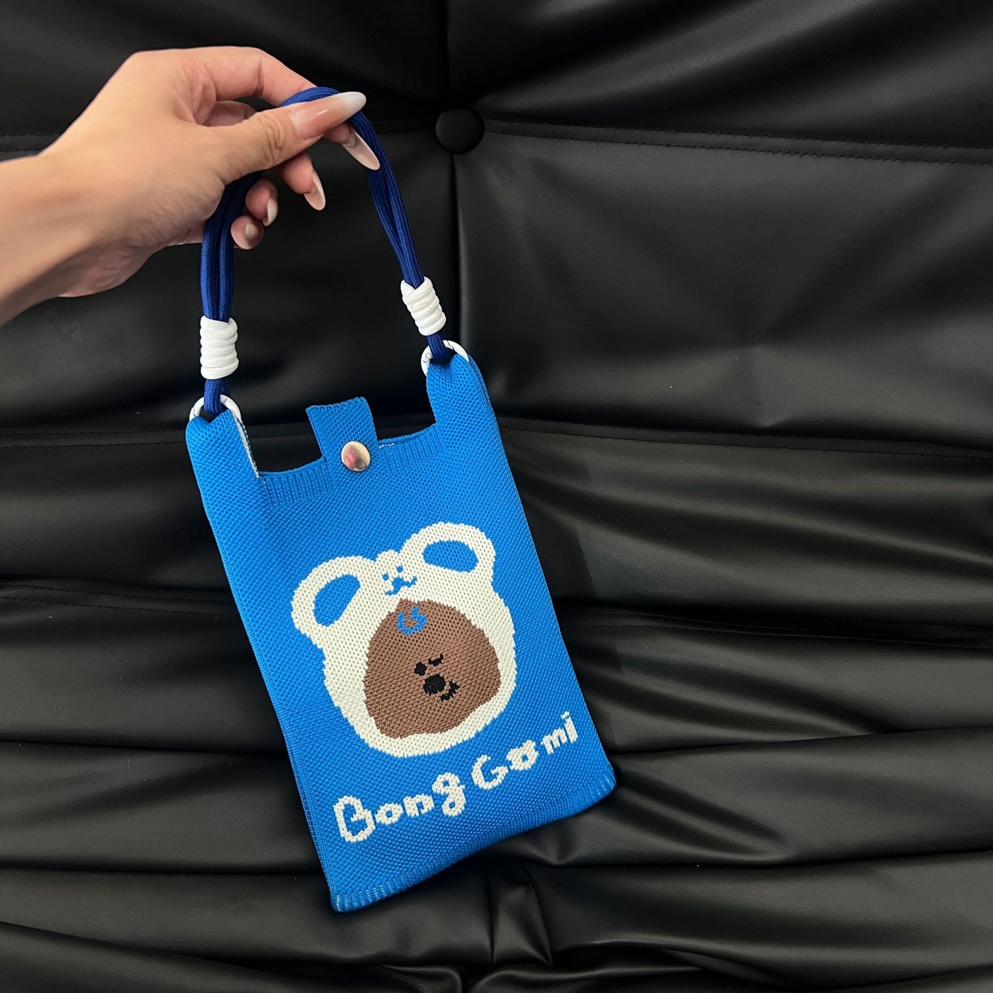 Cute Candy Color Phone Bag Korean Version Mini Knitted Bag Design Handheld Multi-use Cartoon Versatile Storage Bag Wholesale