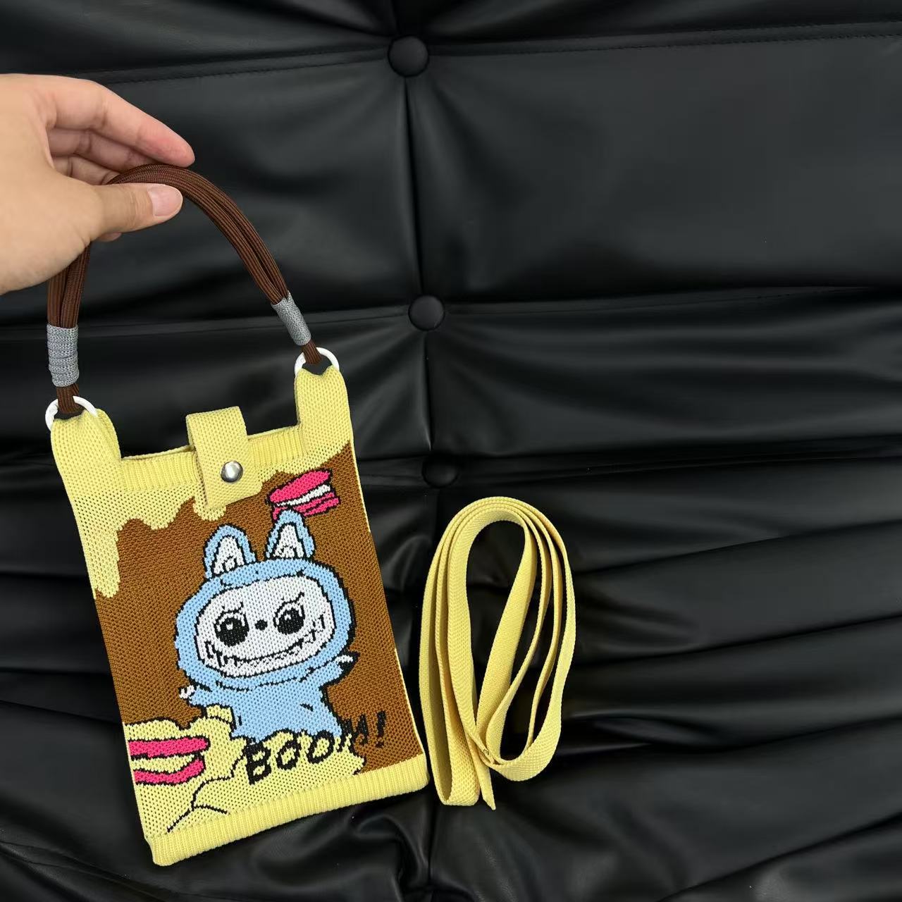 Cute Candy Color Phone Bag Korean Version Mini Knitted Bag Design Handheld Multi-use Cartoon Versatile Storage Bag Wholesale