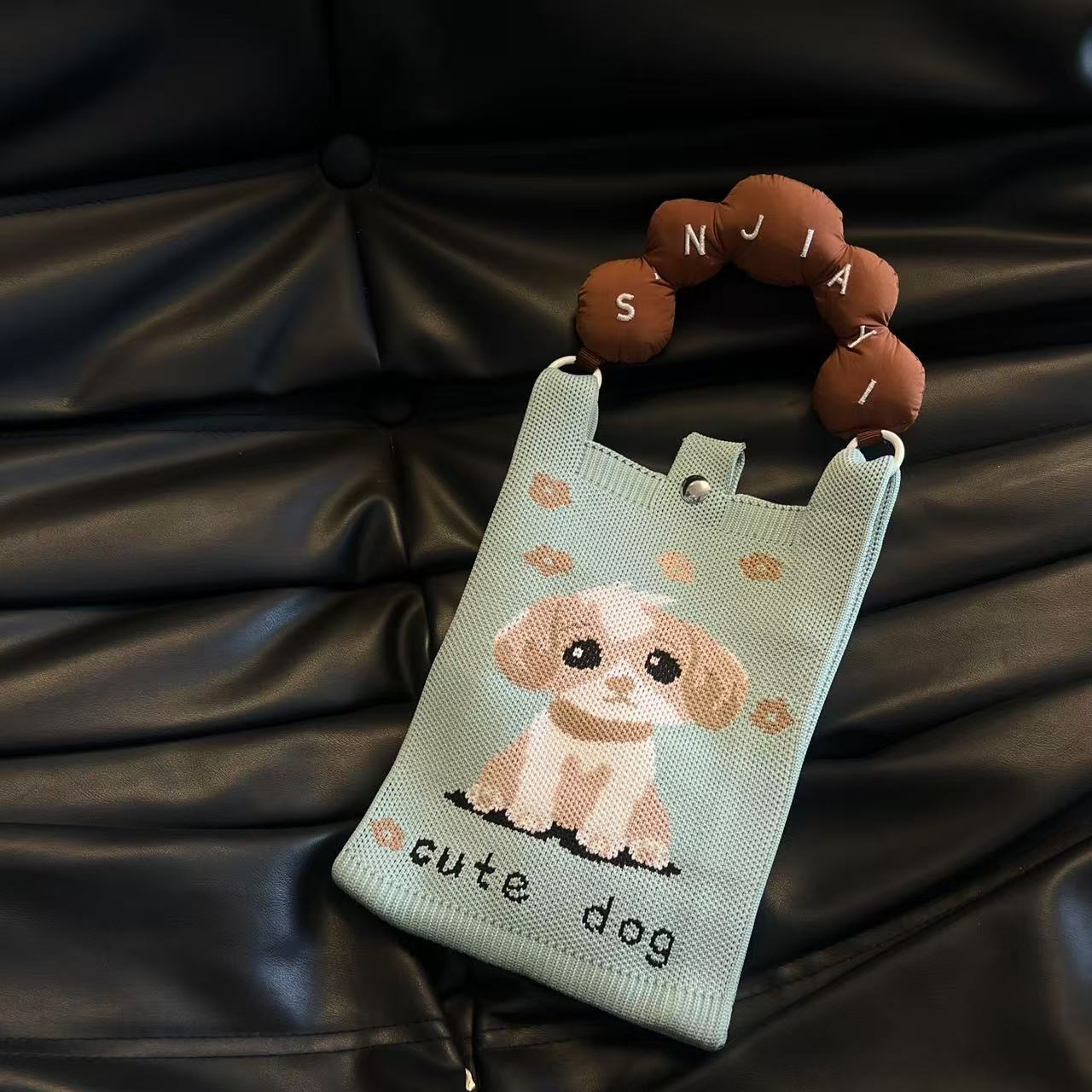 Cute Candy Color Phone Bag Korean Version Mini Knitted Bag Design Handheld Multi-use Cartoon Versatile Storage Bag Wholesale