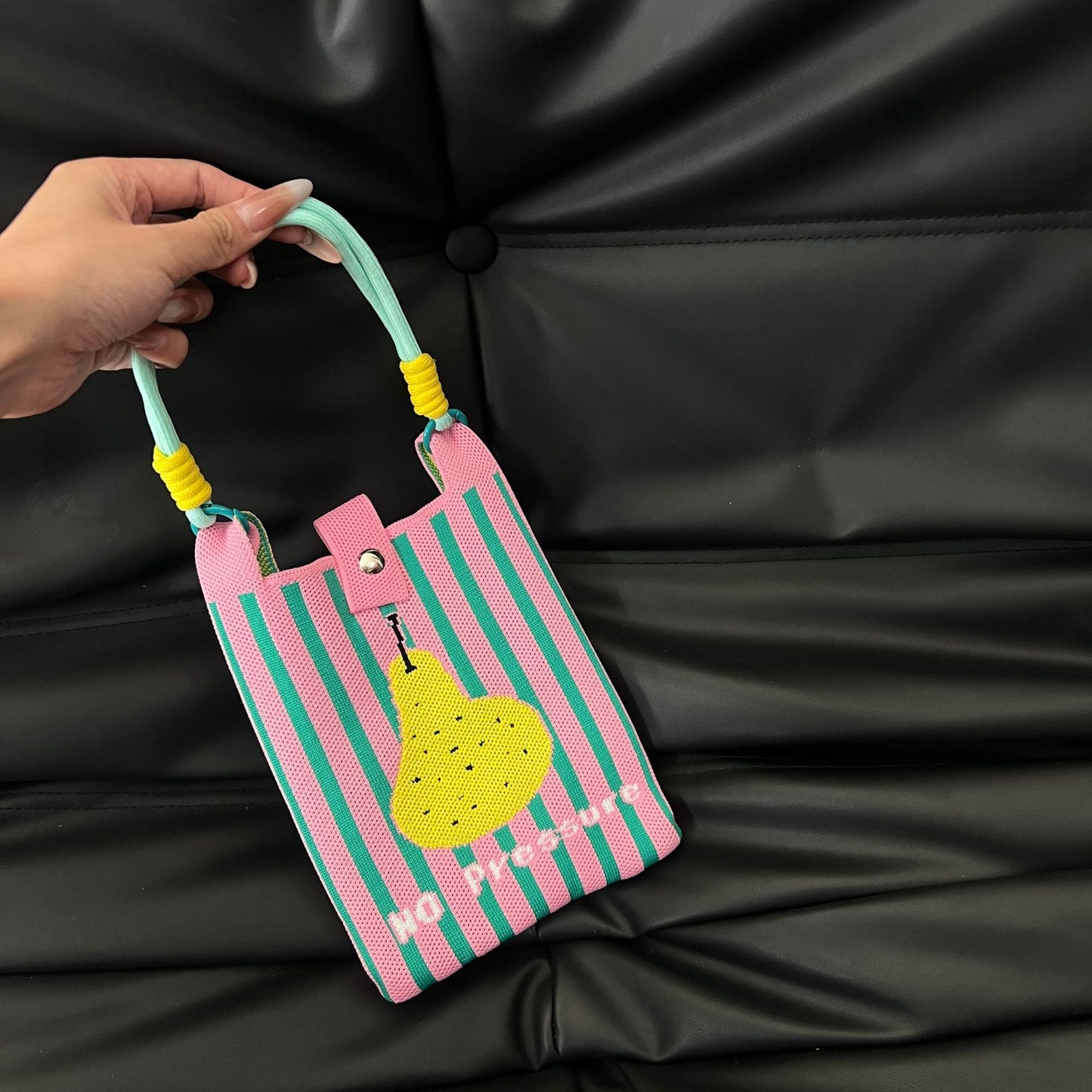 Cute Candy Color Phone Bag Korean Version Mini Knitted Bag Design Handheld Multi-use Cartoon Versatile Storage Bag Wholesale