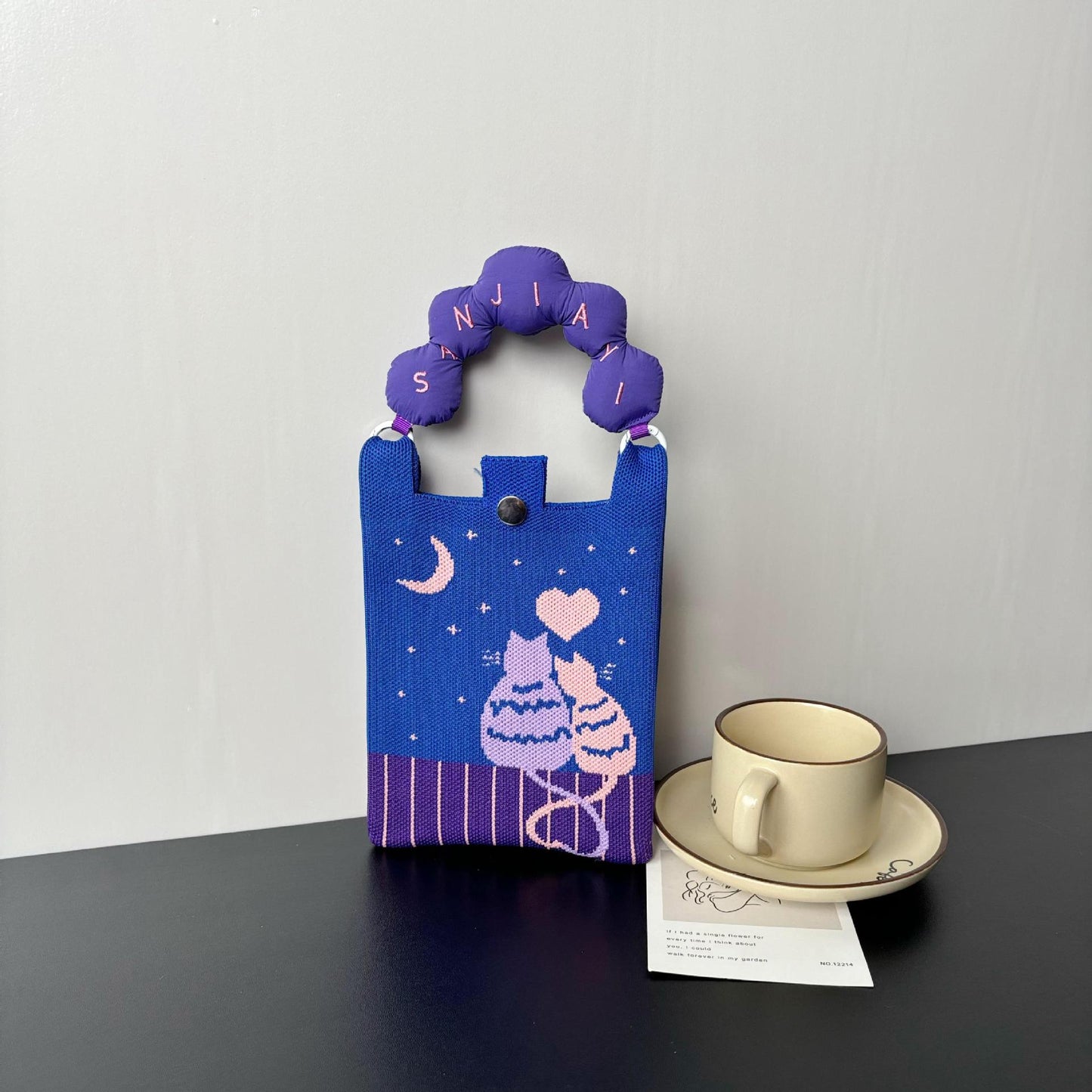 Advanced Sense Ins New Phone Bag Cute Cartoon Knitted Bag Niche Design Trendy Shoulder Crossbody Shoulder Bag
