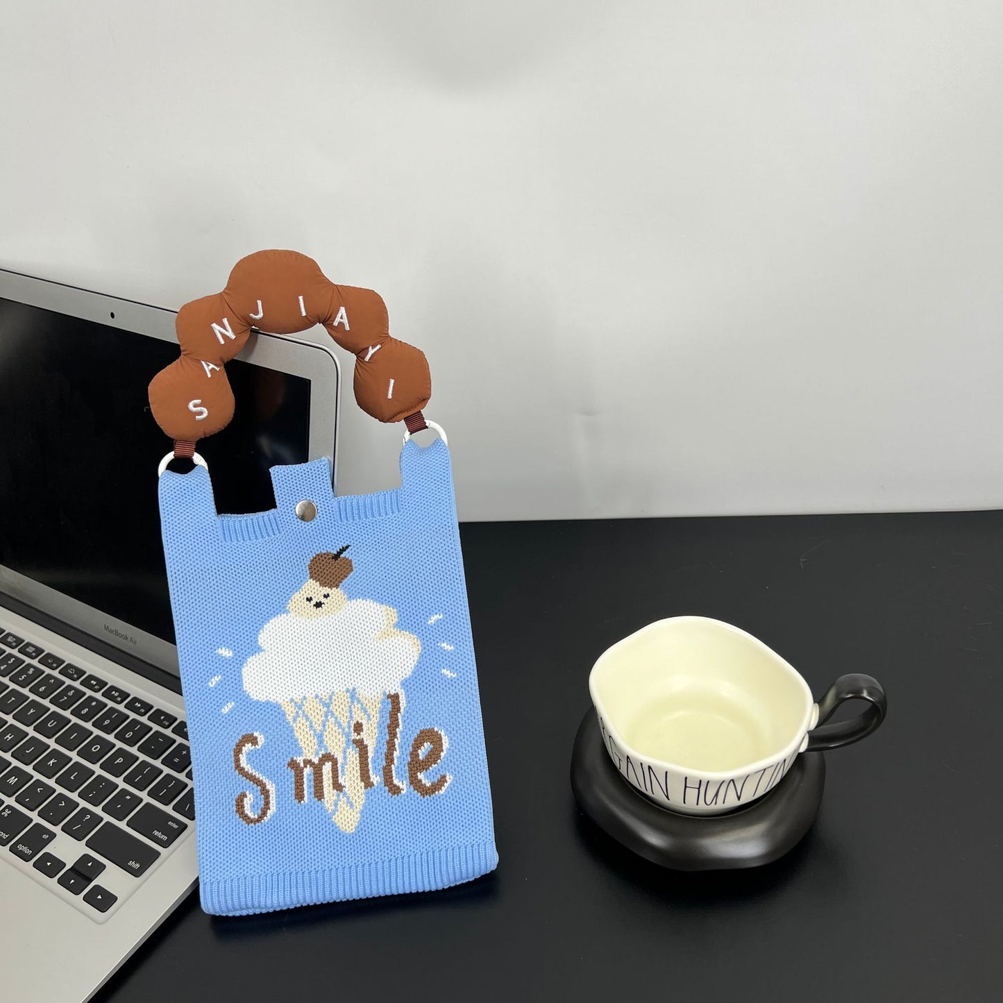 Cute Candy Color Phone Bag Korean Version Mini Knitted Bag Design Handheld Multi-use Cartoon Versatile Storage Bag Wholesale