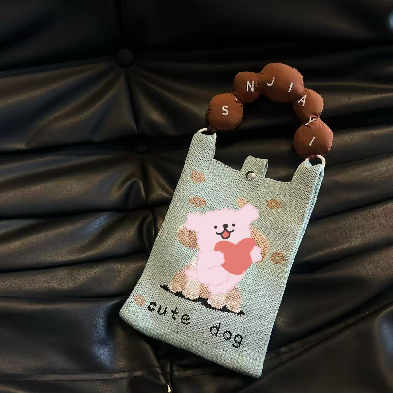 Cute Candy Color Phone Bag Korean Version Mini Knitted Bag Design Handheld Multi-use Cartoon Versatile Storage Bag Wholesale