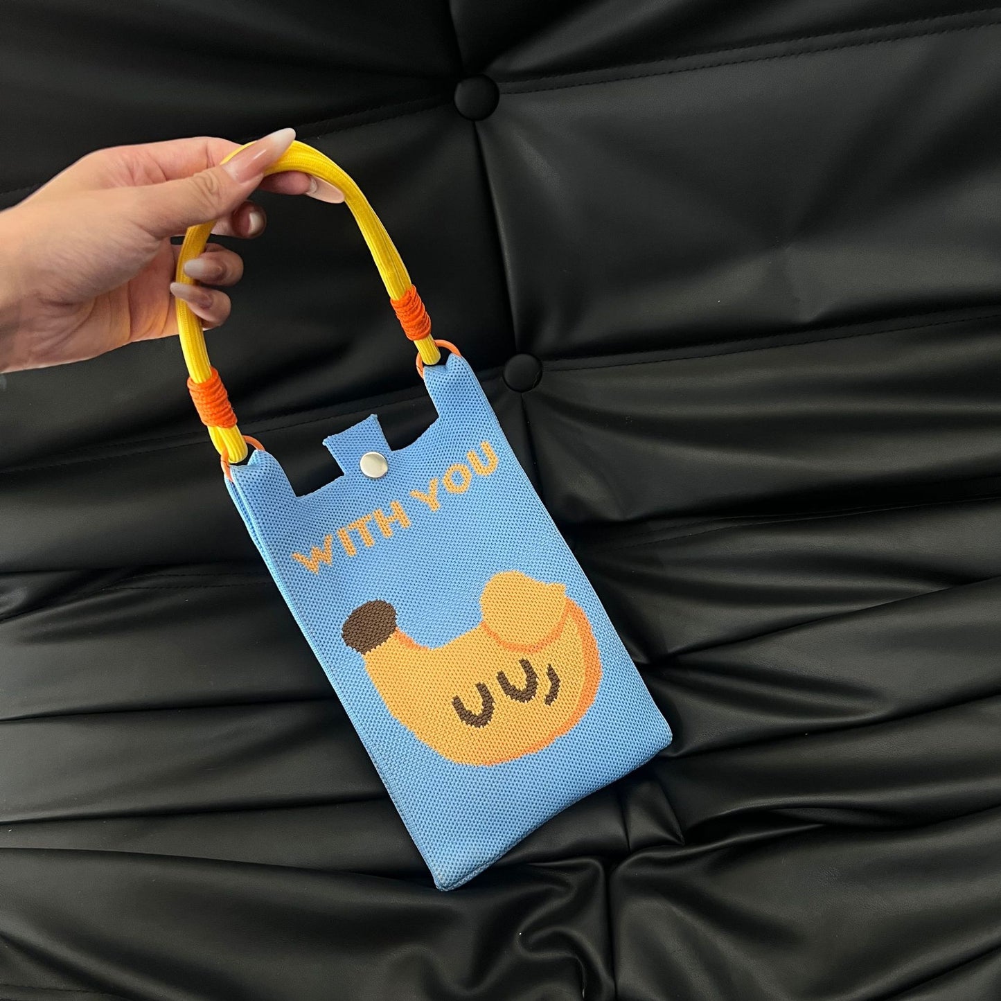 Cute Candy Color Phone Bag Korean Version Mini Knitted Bag Design Handheld Multi-use Cartoon Versatile Storage Bag Wholesale