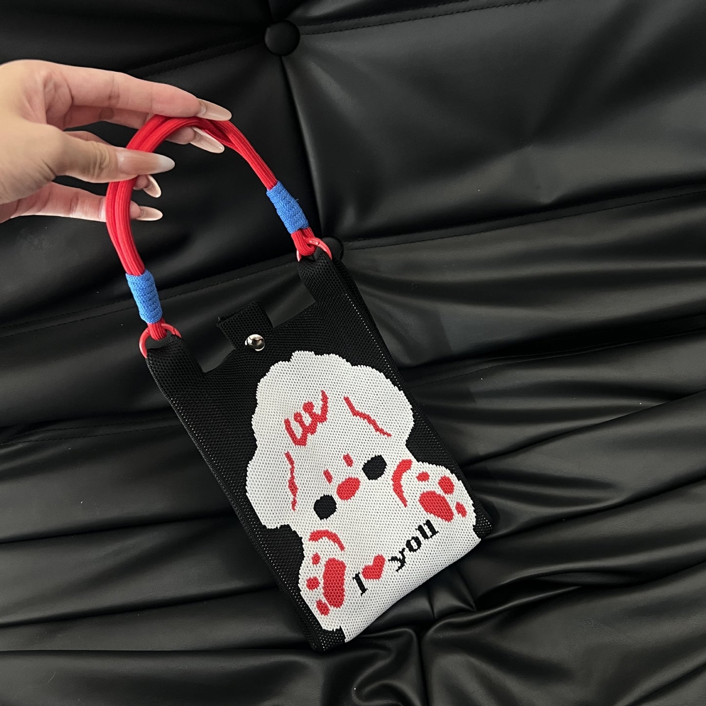 Cute Candy Color Phone Bag Korean Version Mini Knitted Bag Design Handheld Multi-use Cartoon Versatile Storage Bag Wholesale