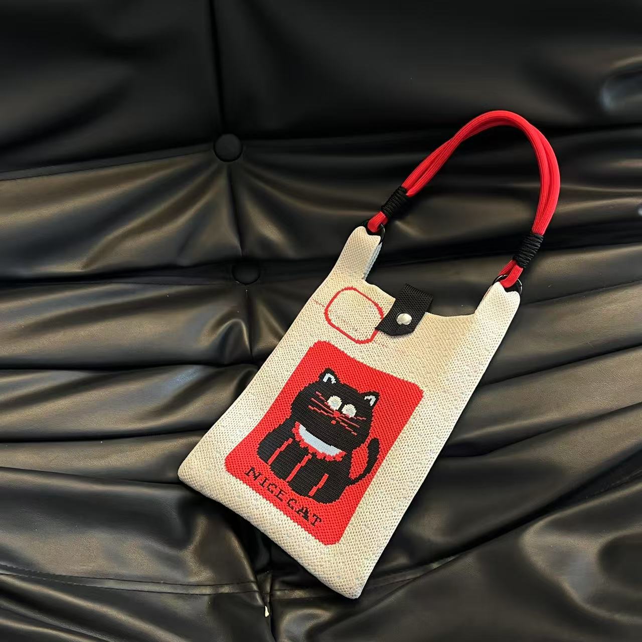 Cute Candy Color Phone Bag Korean Version Mini Knitted Bag Design Handheld Multi-use Cartoon Versatile Storage Bag Wholesale