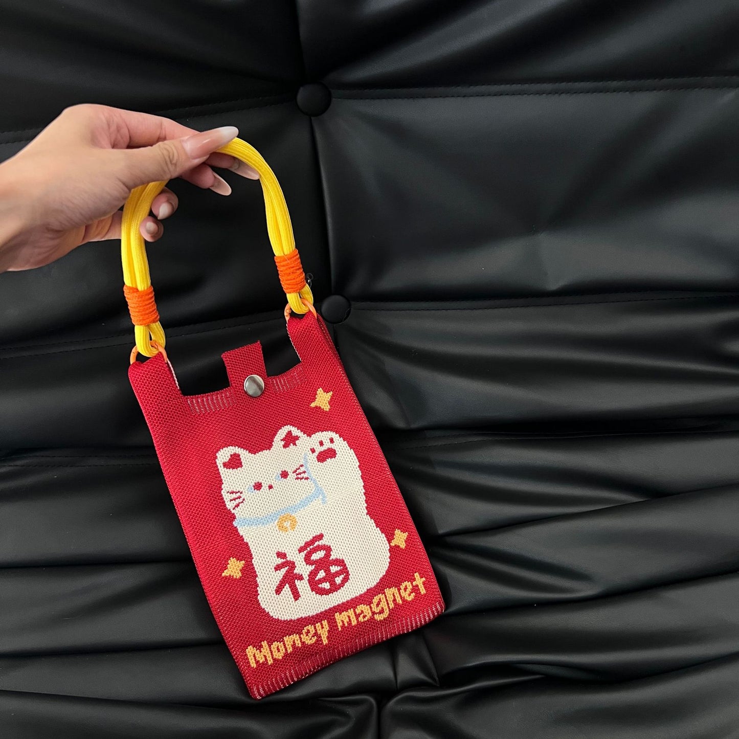 Cute Candy Color Phone Bag Korean Version Mini Knitted Bag Design Handheld Multi-use Cartoon Versatile Storage Bag Wholesale