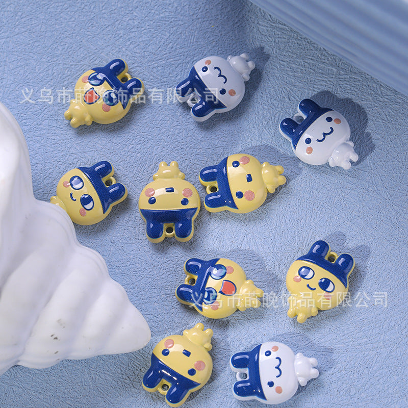 Zinc Alloy Painted Cute Cartoon Tamagotchi Pendant diy Mobile Phone Chain Keychain Bracelet Jewelry Accessories