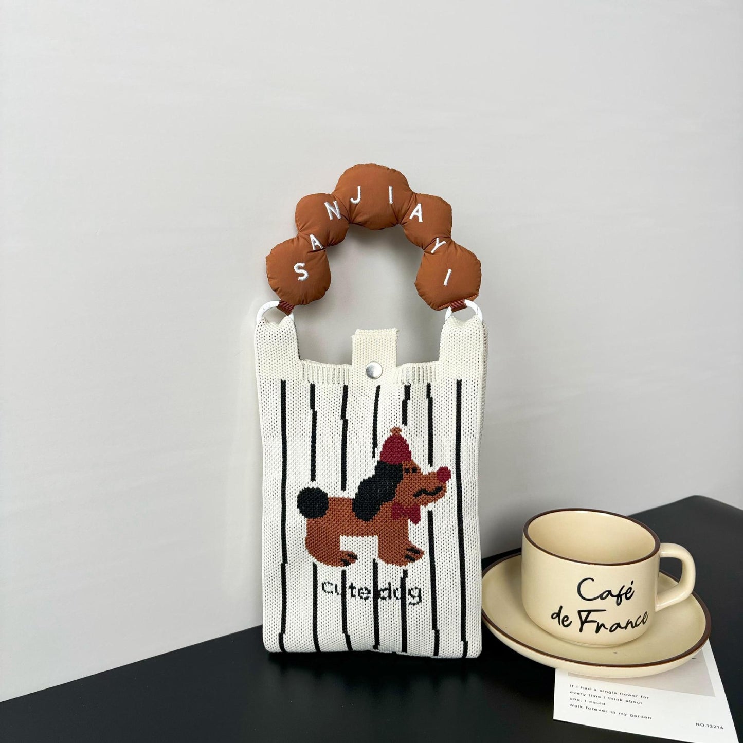 Advanced Sense Ins New Phone Bag Cute Cartoon Knitted Bag Niche Design Trendy Shoulder Crossbody Shoulder Bag