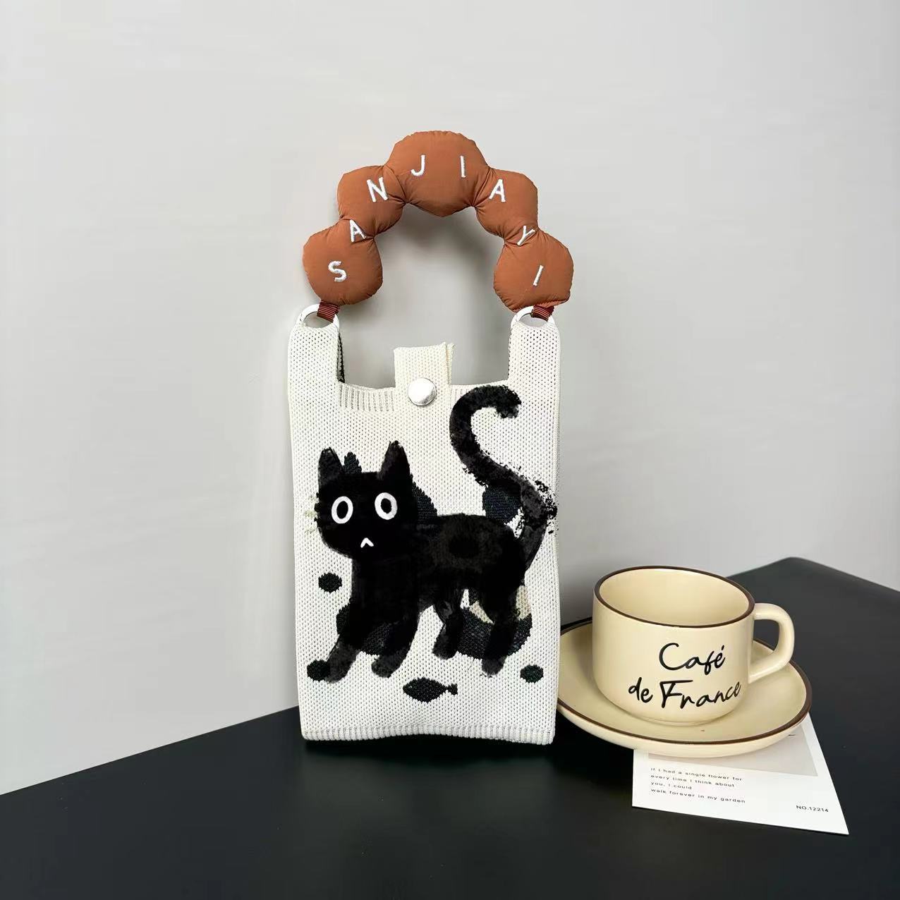 Advanced Sense Ins New Phone Bag Cute Cartoon Knitted Bag Niche Design Trendy Shoulder Crossbody Shoulder Bag