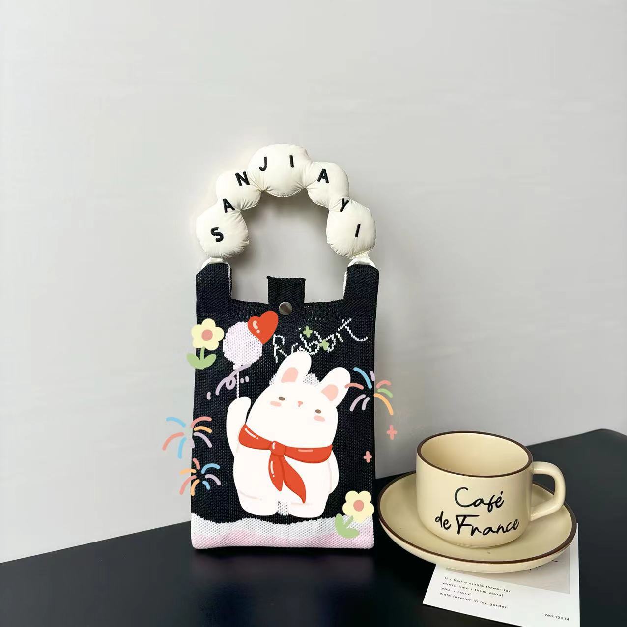 Advanced Sense Ins New Phone Bag Cute Cartoon Knitted Bag Niche Design Trendy Shoulder Crossbody Shoulder Bag