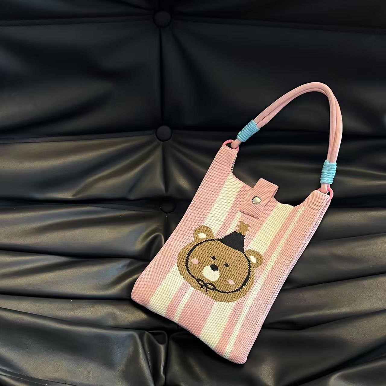 Cute Candy Color Phone Bag Korean Version Mini Knitted Bag Design Handheld Multi-use Cartoon Versatile Storage Bag Wholesale