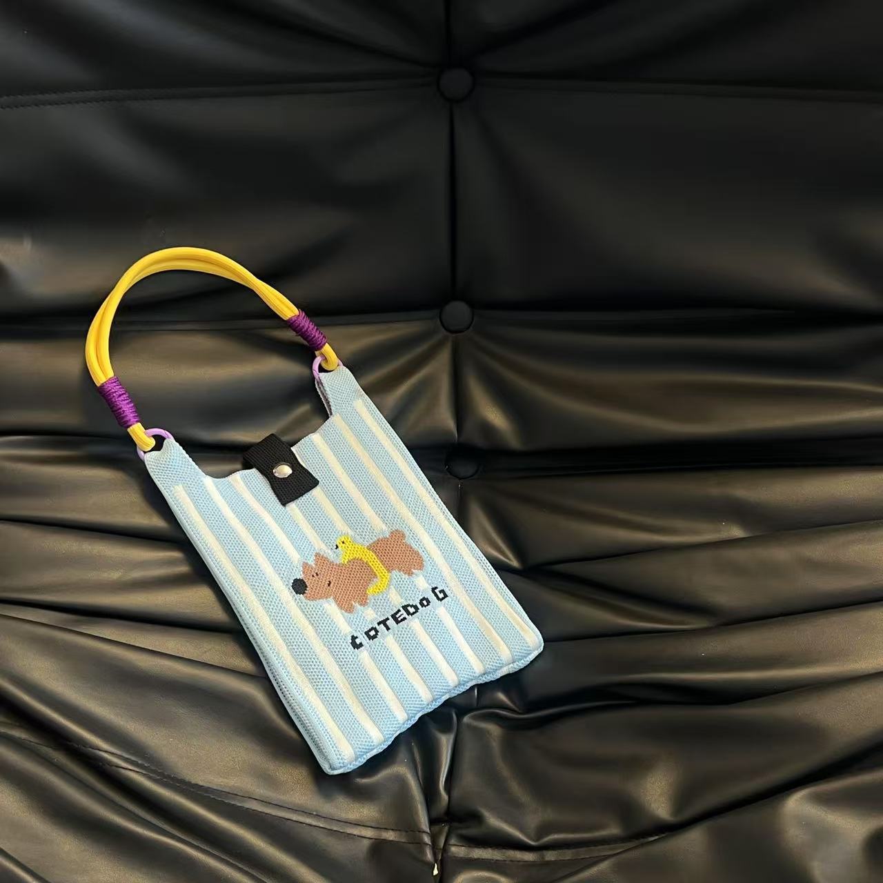 Cute Candy Color Phone Bag Korean Version Mini Knitted Bag Design Handheld Multi-use Cartoon Versatile Storage Bag Wholesale
